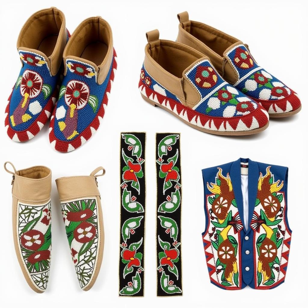 Examples of intricate Blackfeet beadwork on clothing and accessories