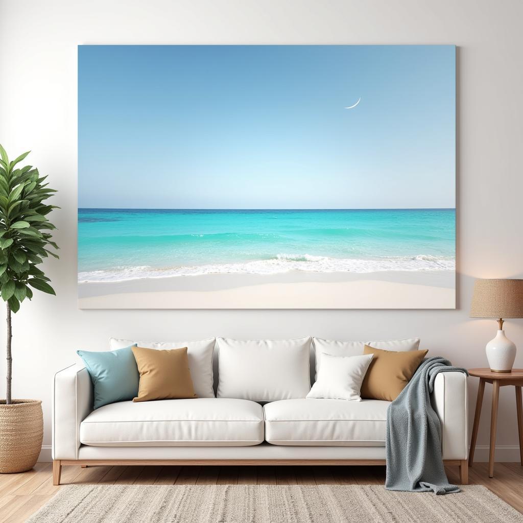 Blue and White Canvas Wall Art: Coastal Scene