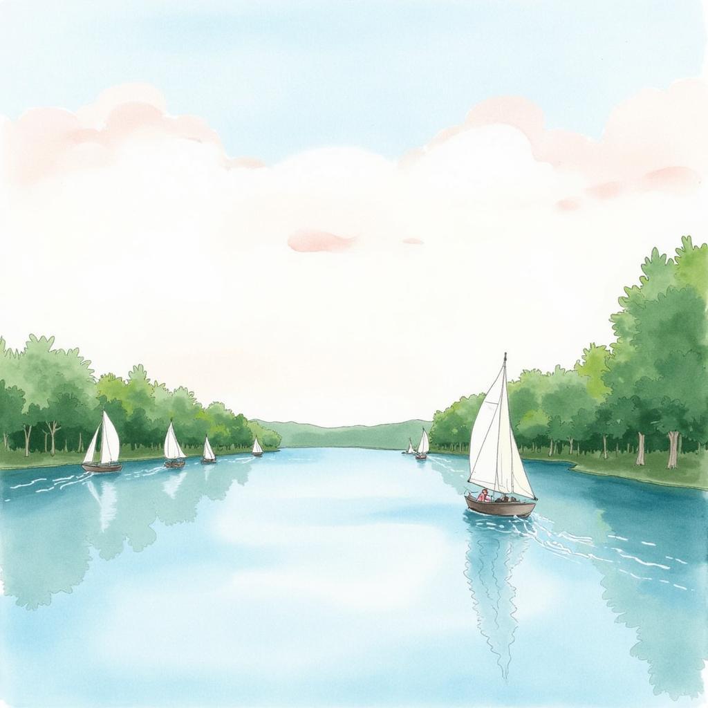 Boston art prints featuring a watercolor depiction of the Charles River.