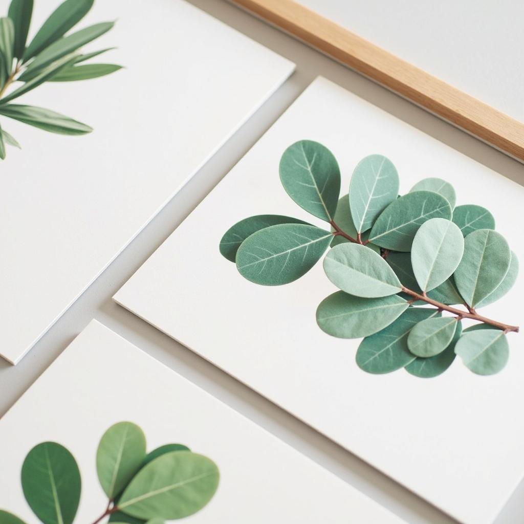 Detailed botanical prints of eucalyptus leaves and branches