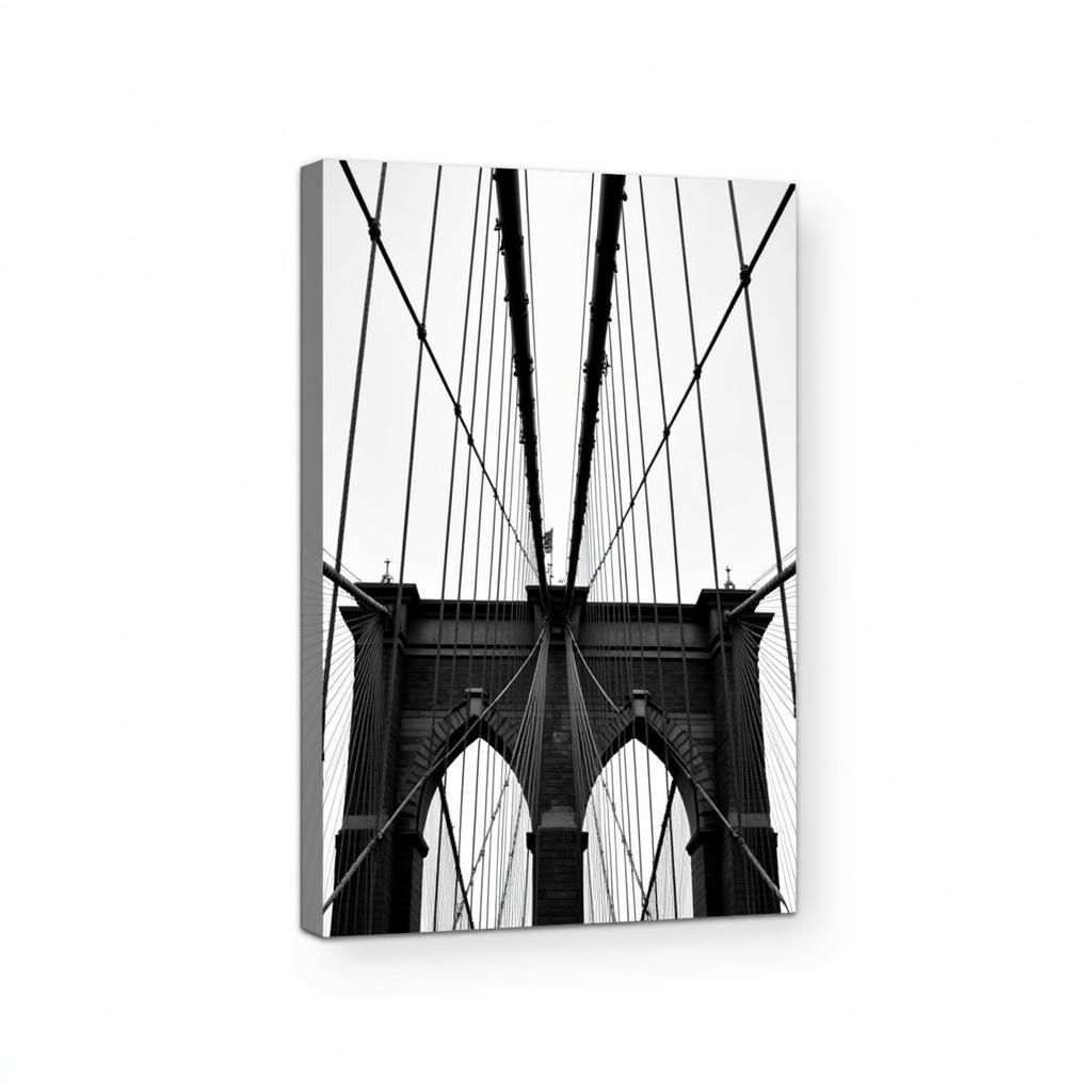 Brooklyn Bridge Canvas Art: Minimalist Black and White