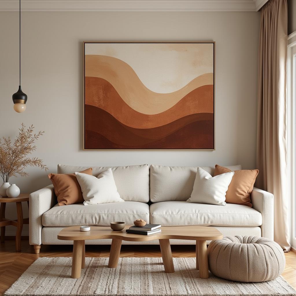 Brown Canvas Wall Art in a Living Room