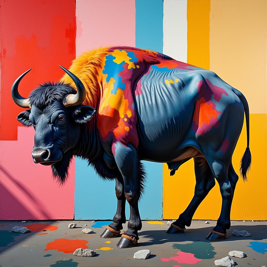 Buffalo Canvas Art in a Modern Abstract Style