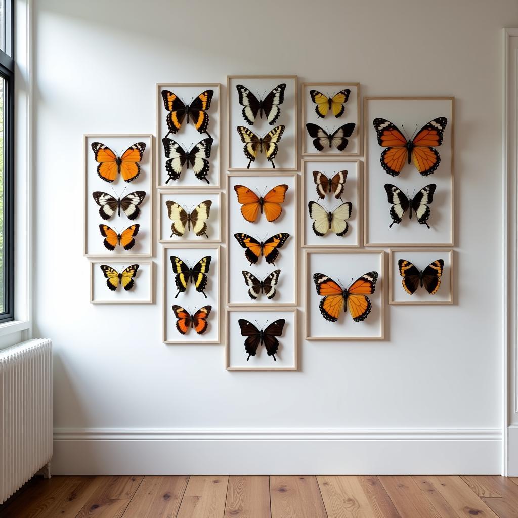 Large Wall Installation of Real Butterfly Art