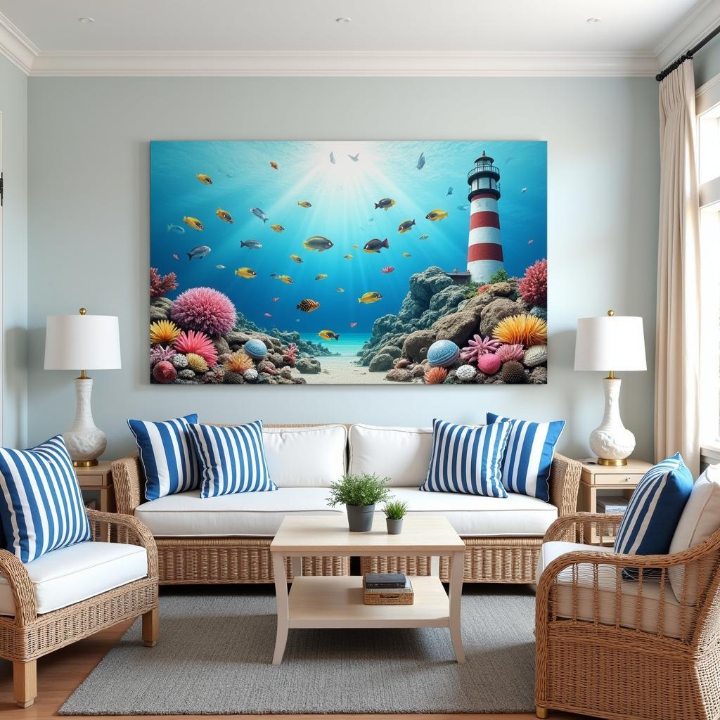 Coastal Theme Canvas Fish Wall Art