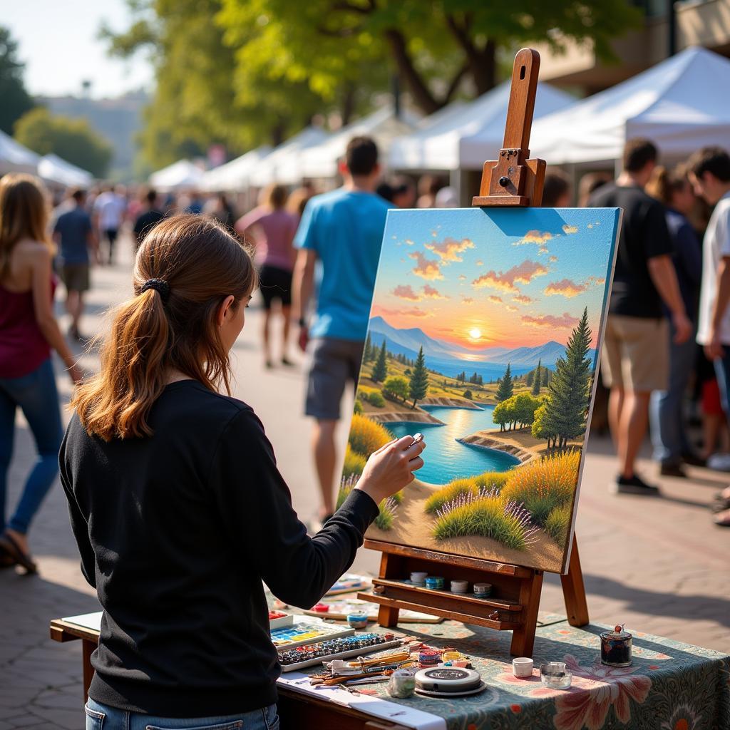 Carlsbad Art in the Village: Artist painting in the open air