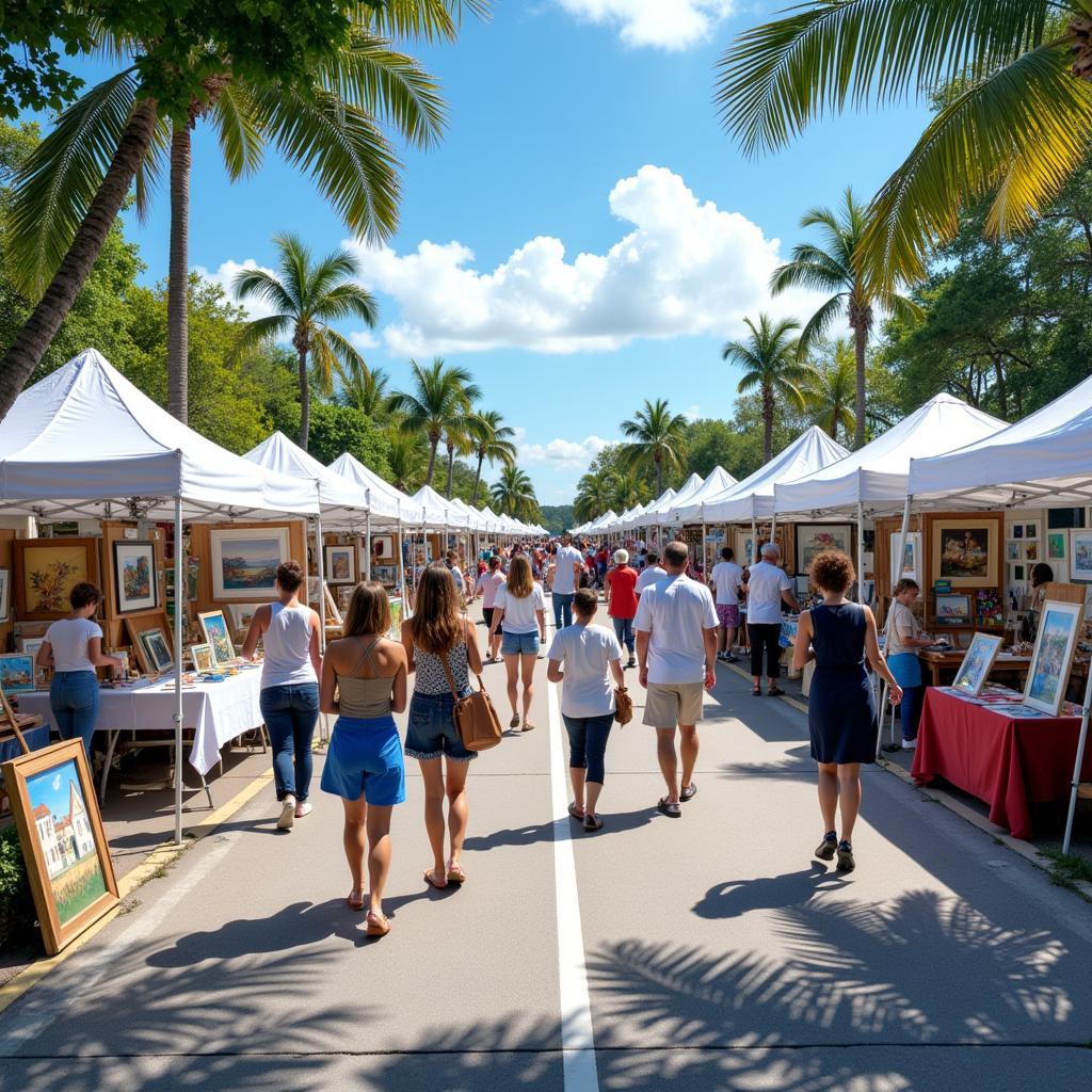 Cedar Key Art Festival: Artists displaying their work against the backdrop of the coastal landscape.