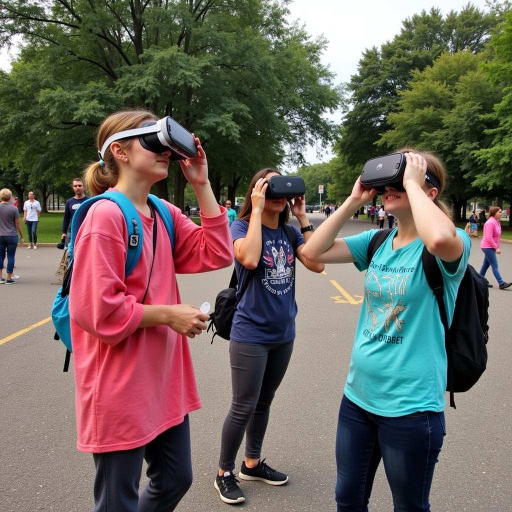 Visitors Experiencing VR Art at Chatham Art in the Park