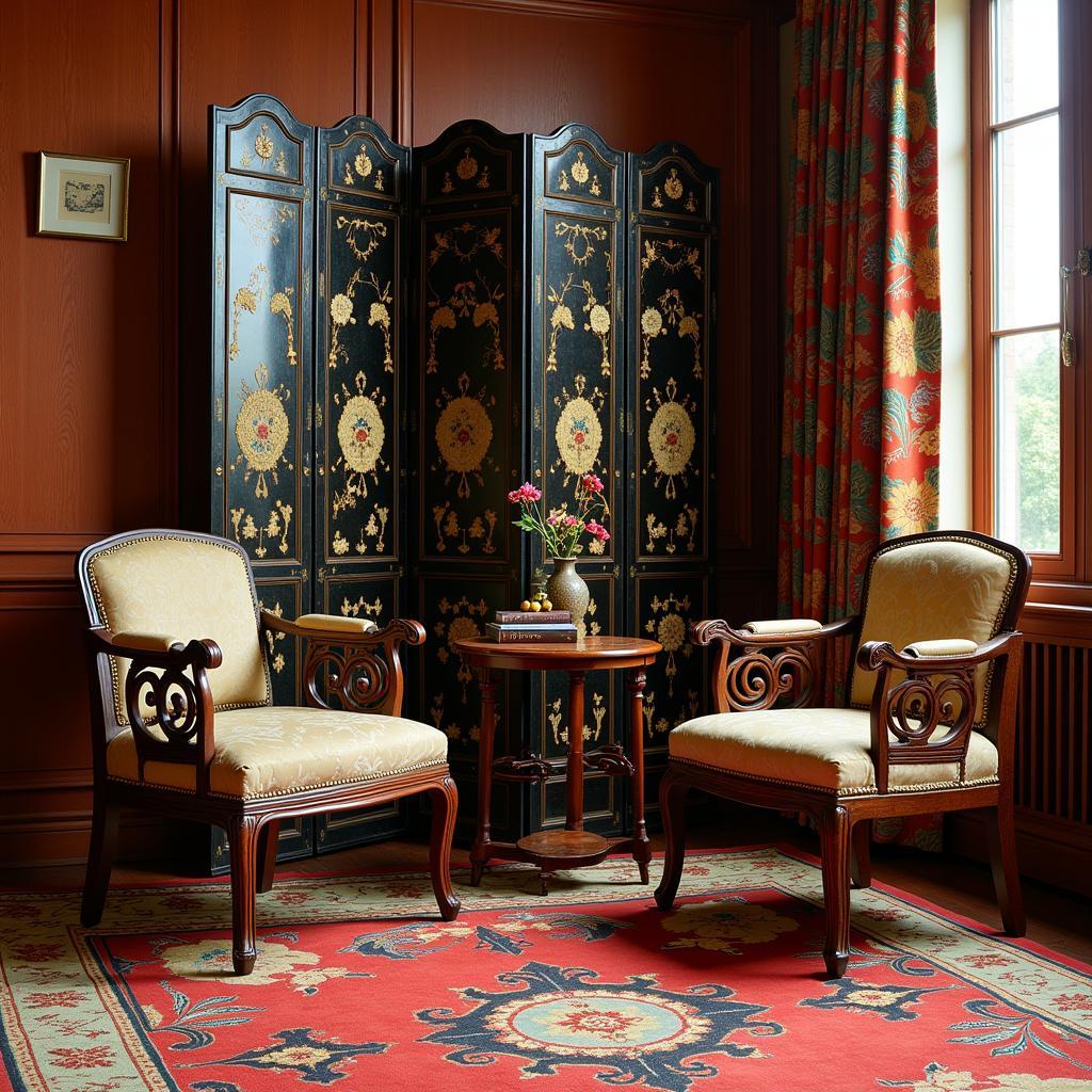 Chinese Art Deco Furniture and Lacquer Screen