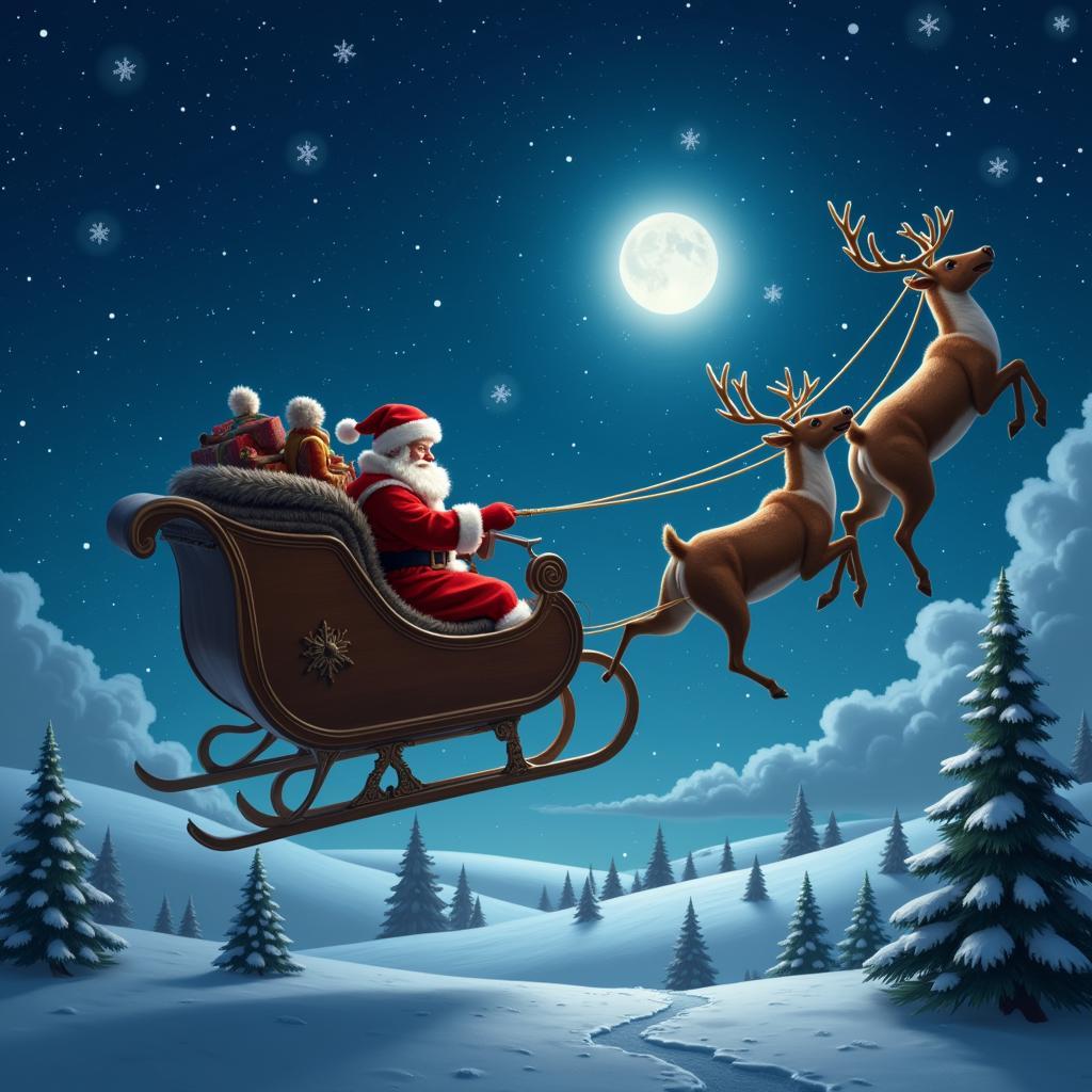 Santa's Sleigh Frame TV Art