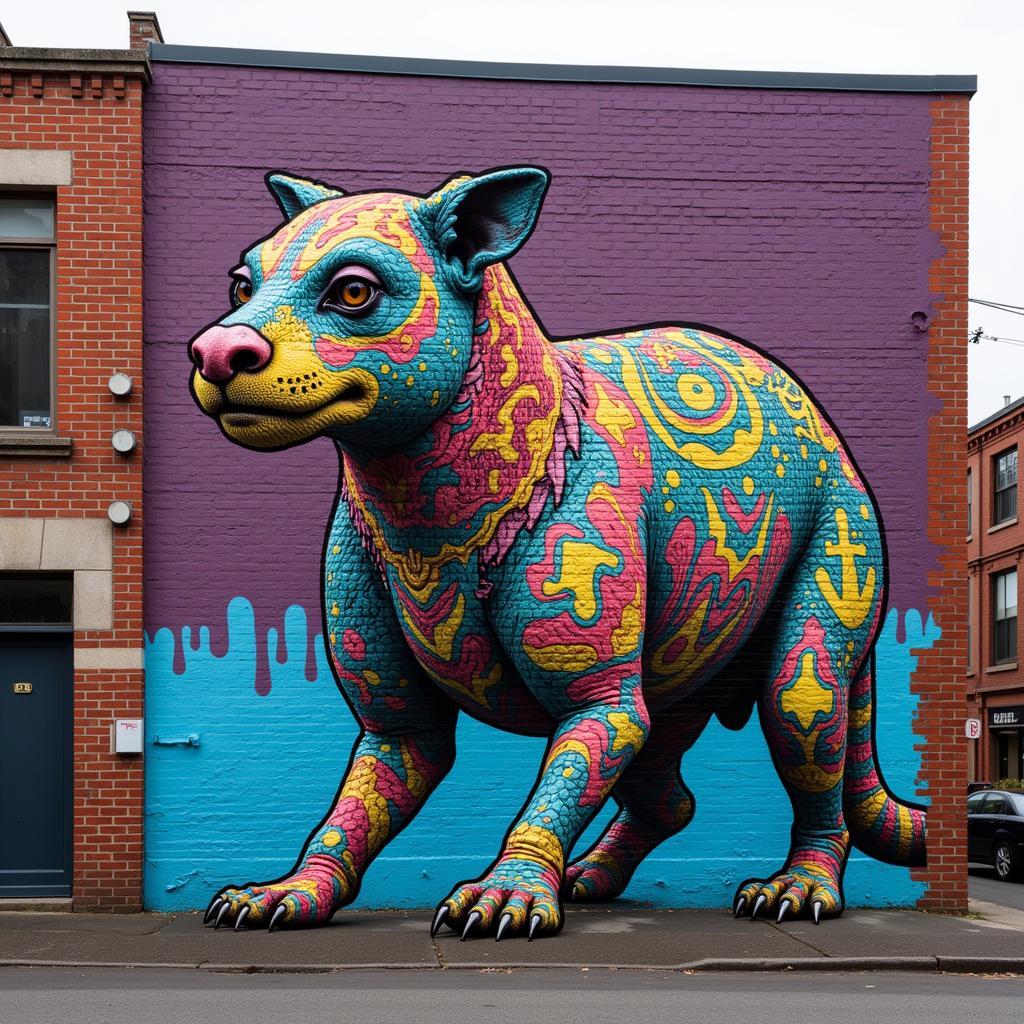 Chupacabra street art mural