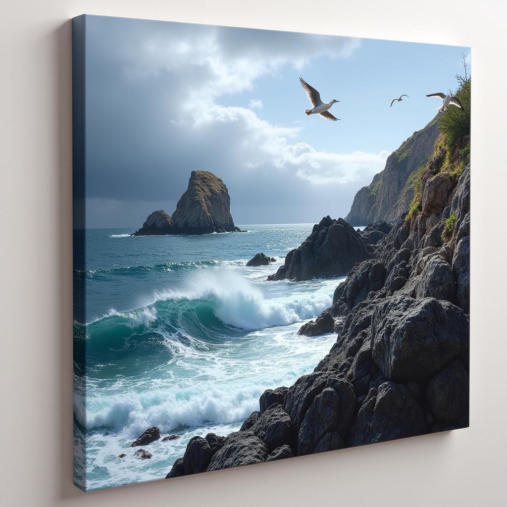 Coastal Rocky Canvas Print: Dramatic Ocean View