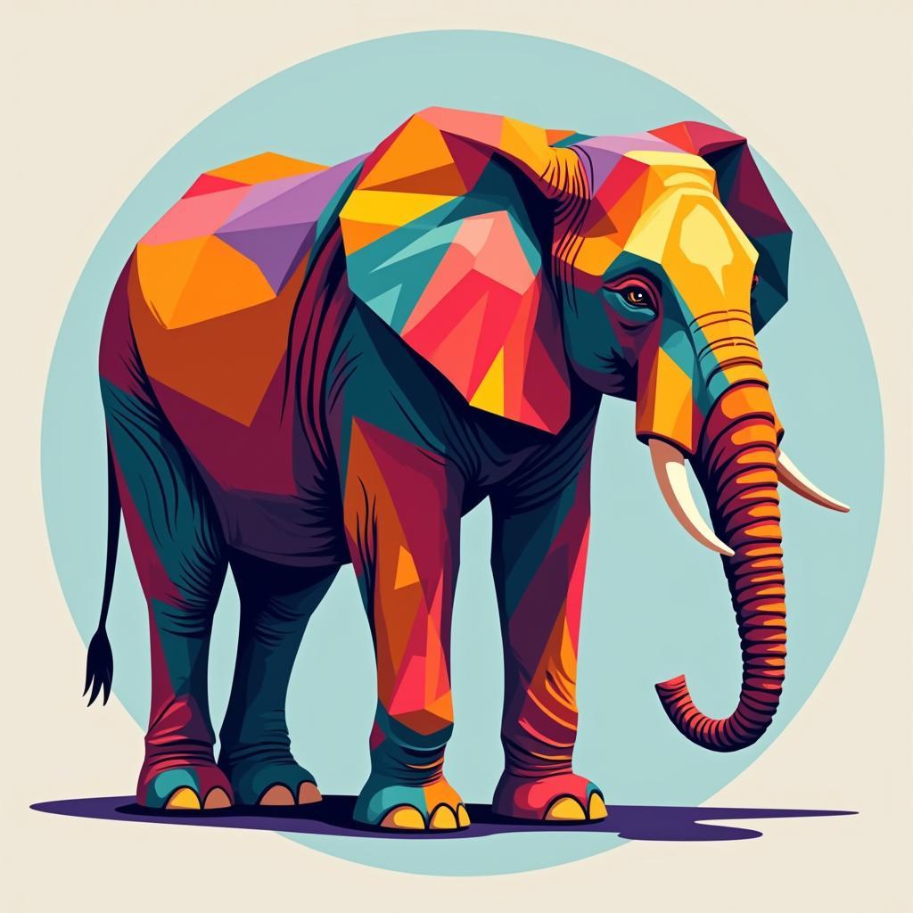 Colorful Animal Art: Geometric Elephant Design