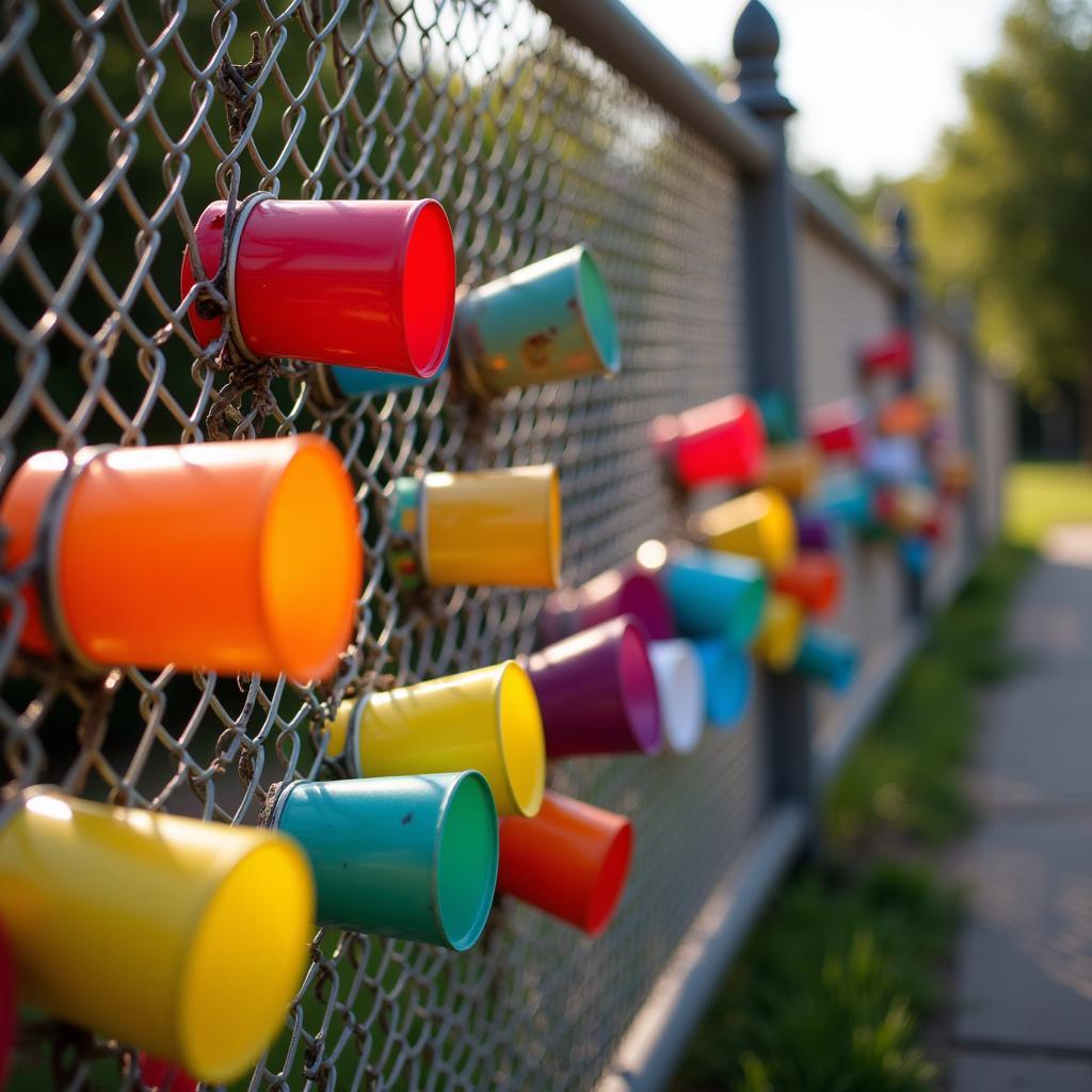 Colorful Fence Art Cups Design