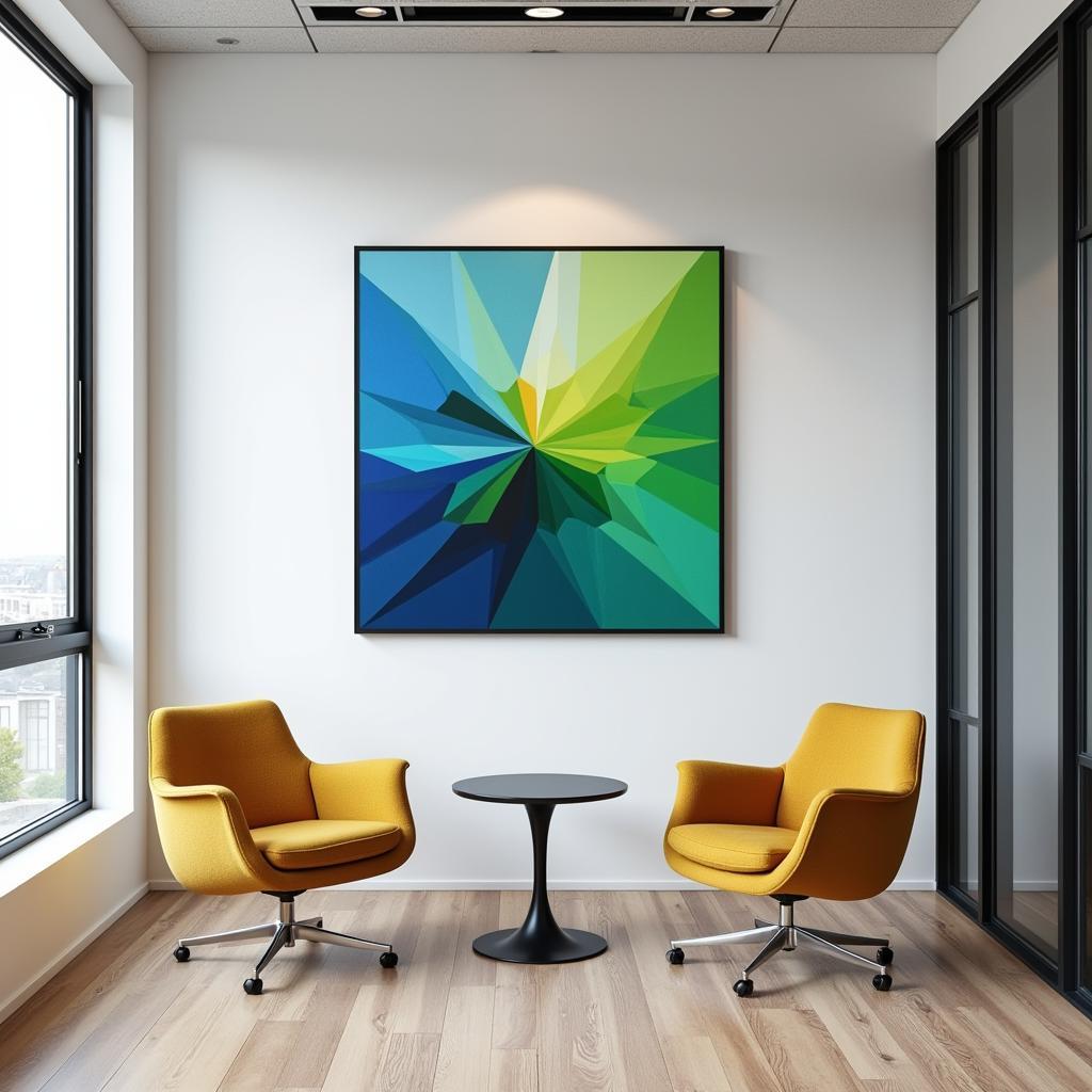 Colorful Geometric Wall Art in a Modern Office