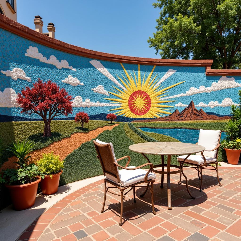 Colorful Mosaic Yard Art on a Texas Patio