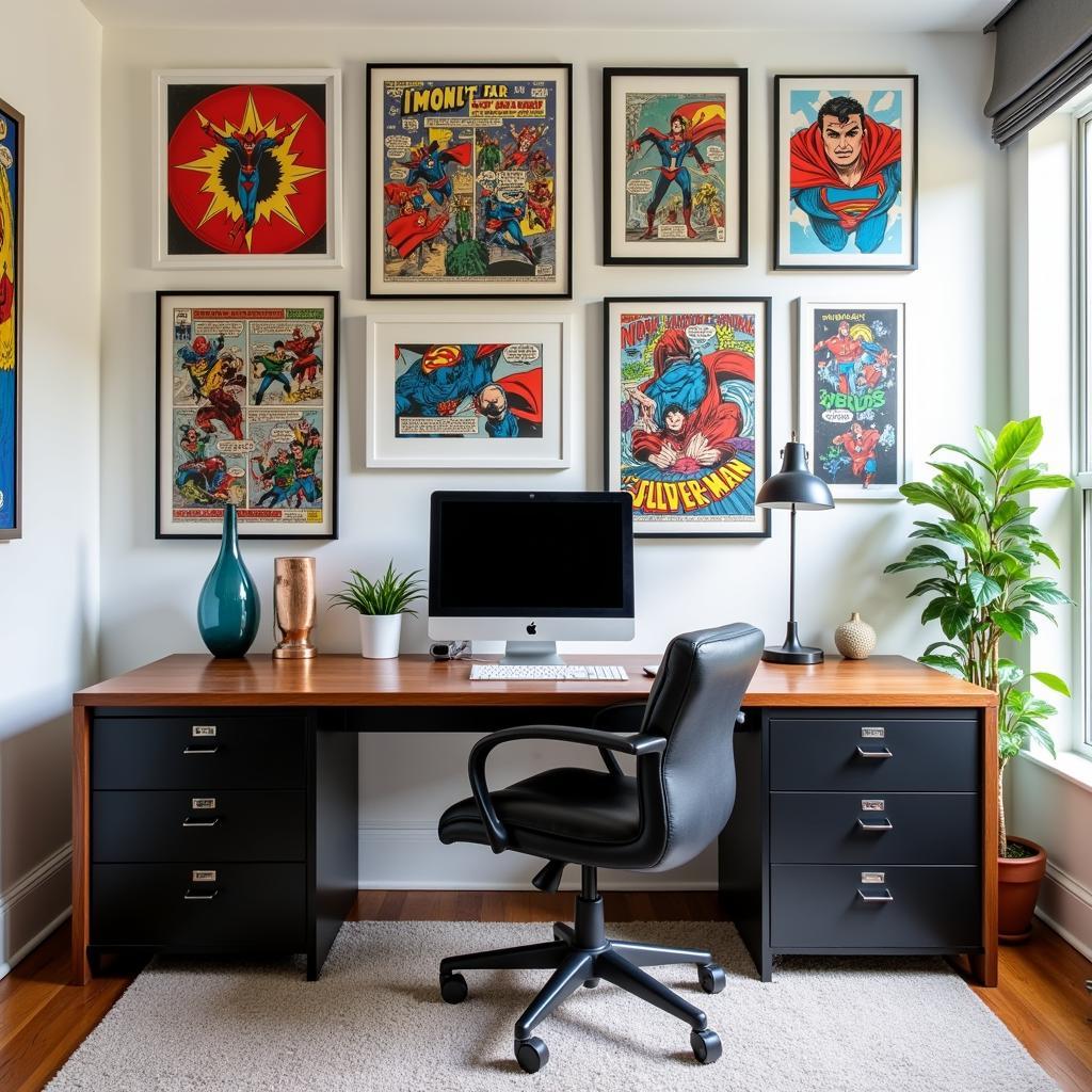 Comic Wall Art in a Home Office