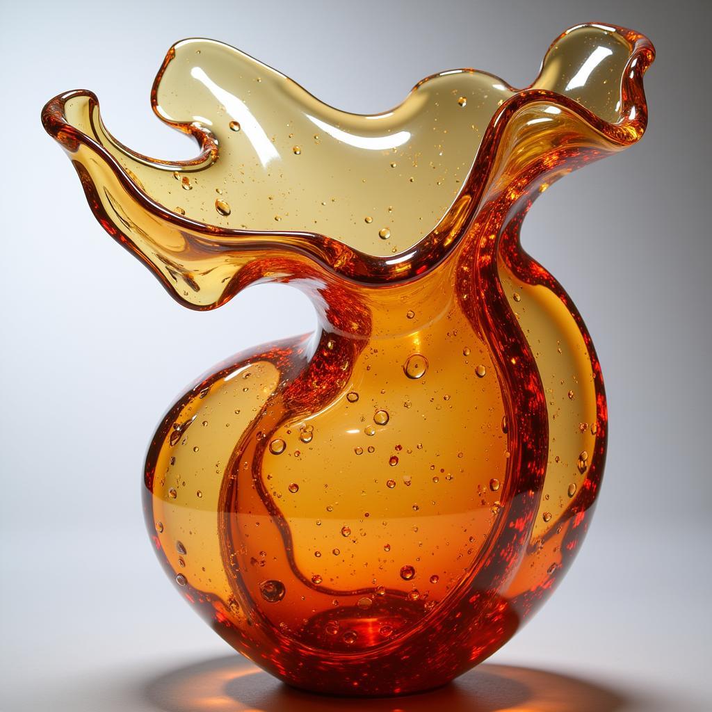 Contemporary Liuli Glass Sculpture: Organic Form