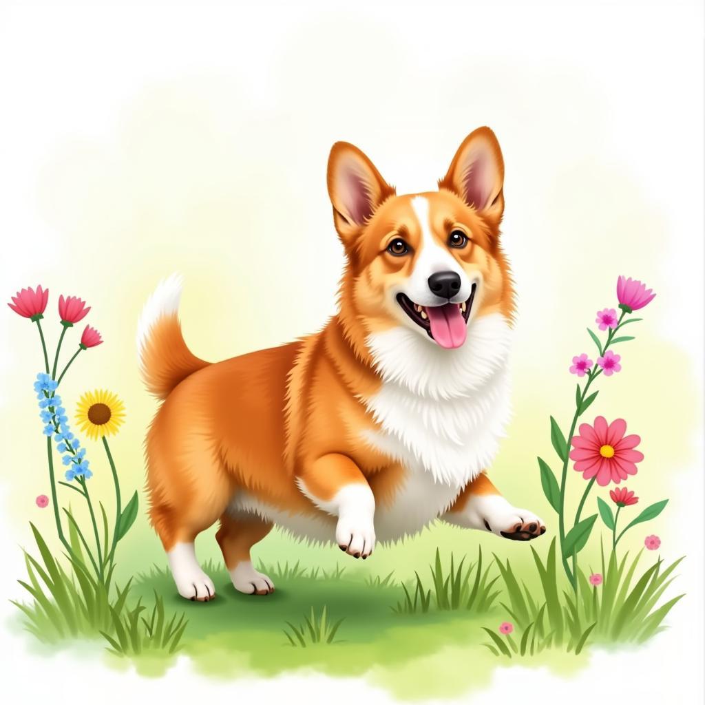 Corgi Watercolor Wall Art