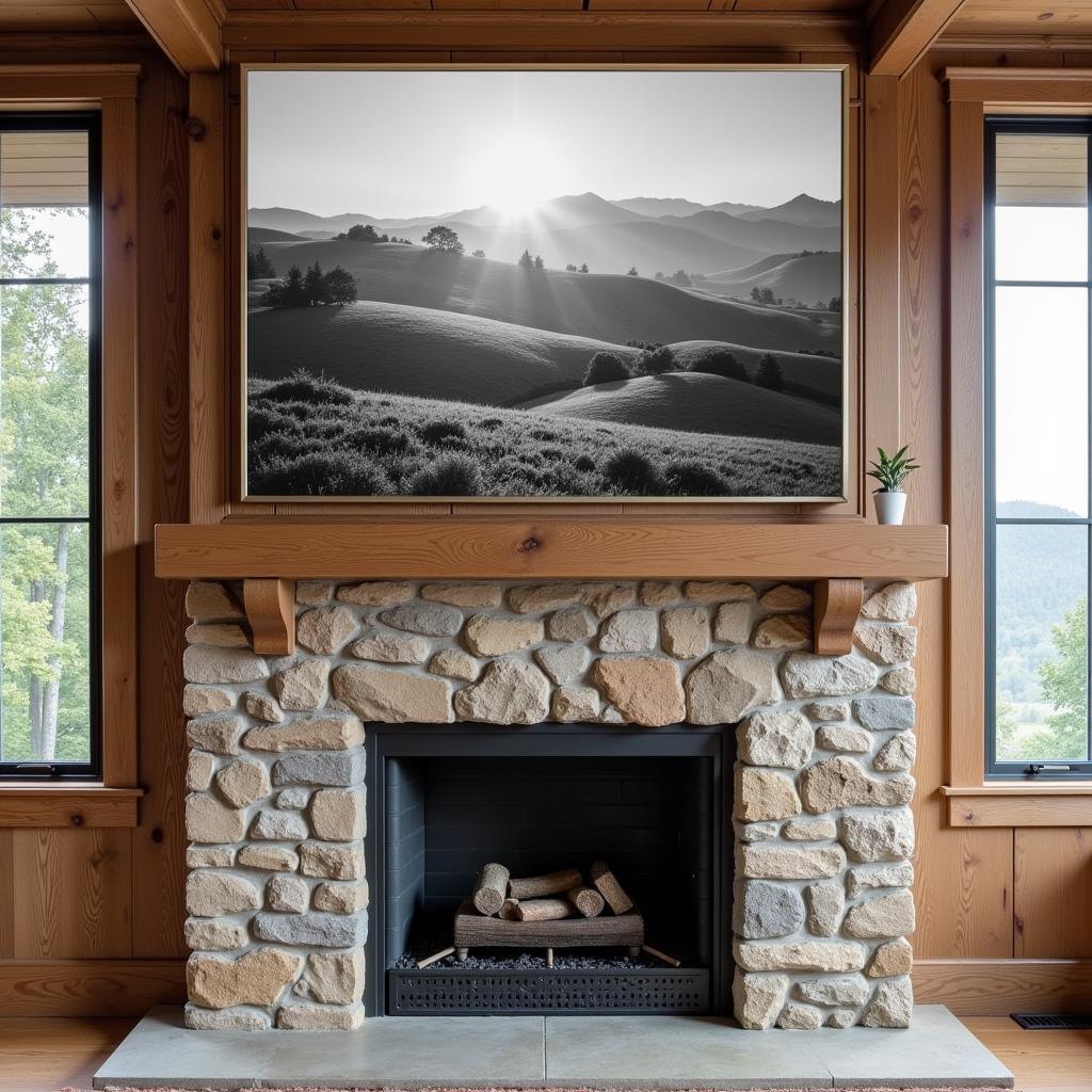 Countryside Landscape Photography Above Fireplace