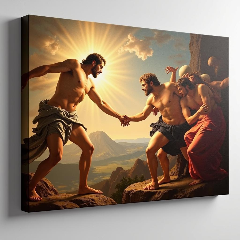 God creating Adam, Sistine Chapel style, canvas print