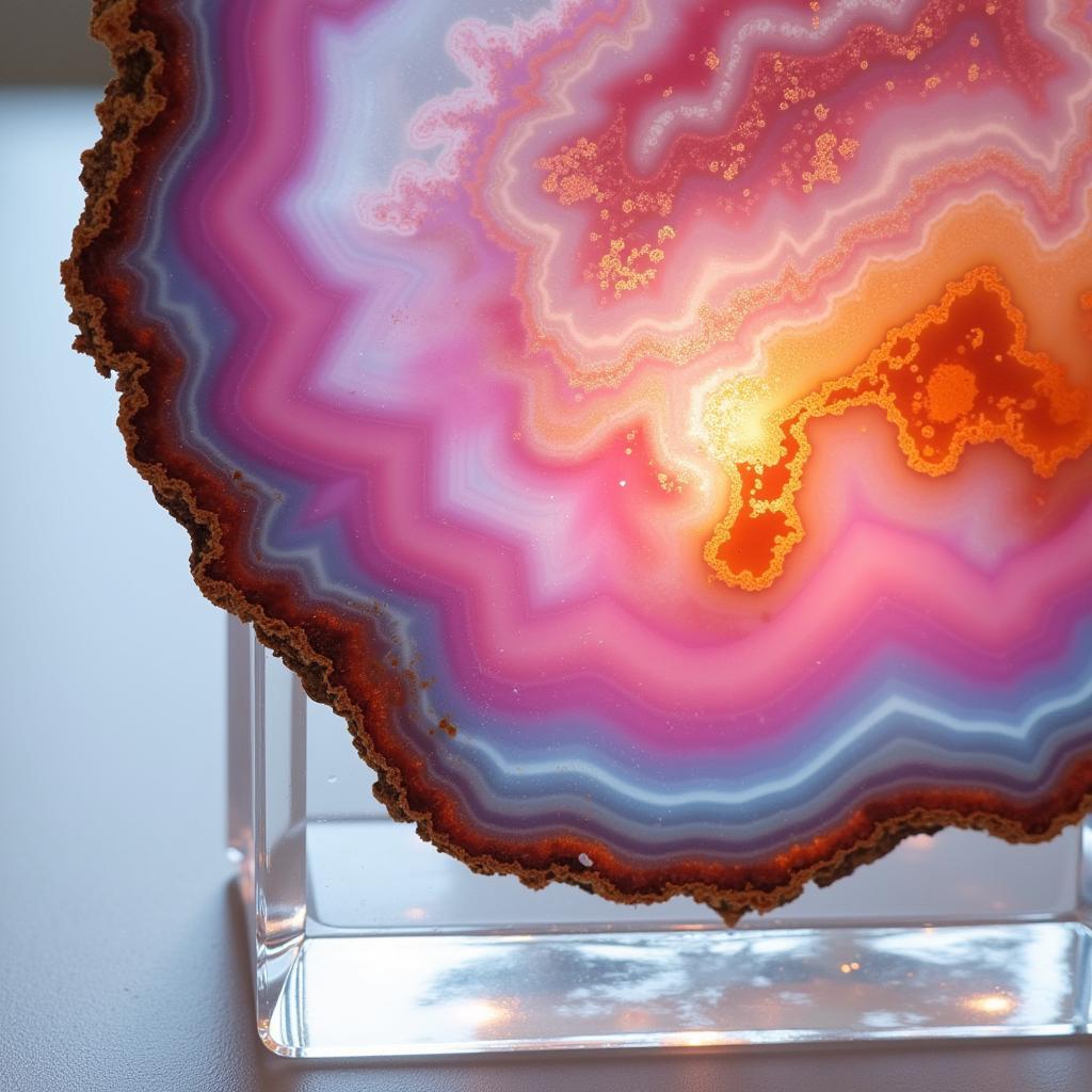 Crystal framed agate wall art showcasing vibrant colors and natural textures.