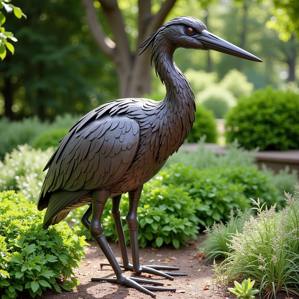 Custom Metal Art Garden Sculpture Depicting a Heron