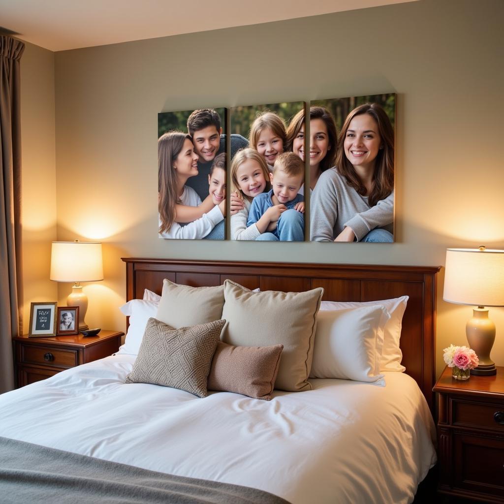 Custom Photo Panel Canvas Art in Bedroom