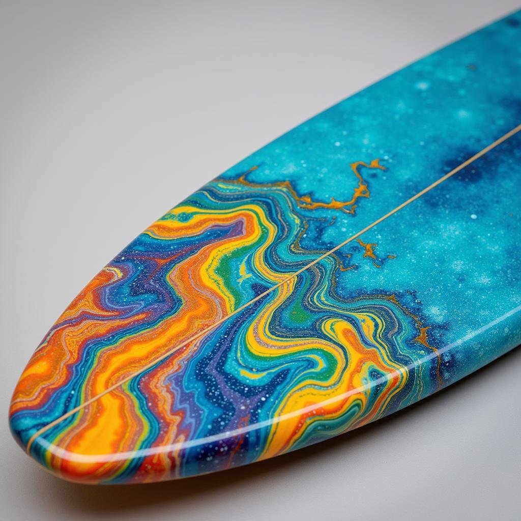 Custom Surfboard with Resin Swirl Design