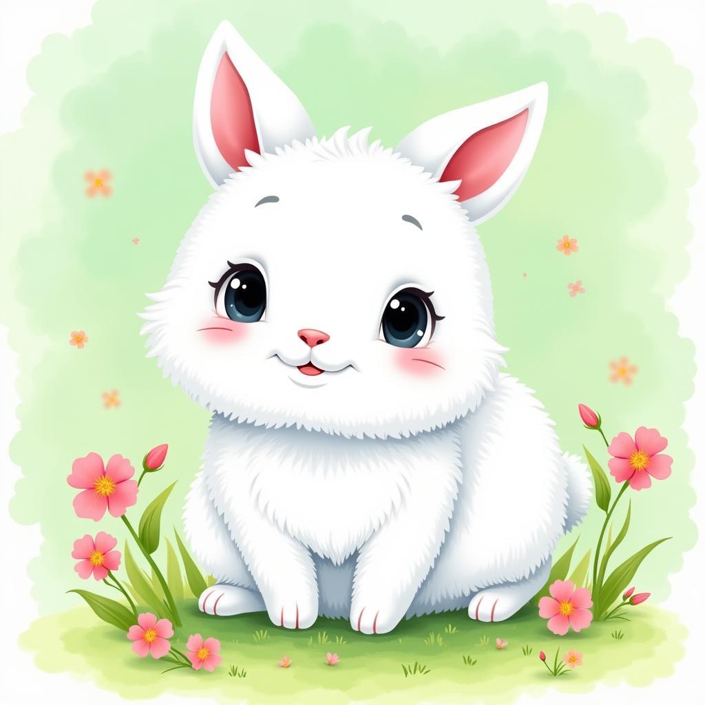 Cute Bunny Watercolor Painting