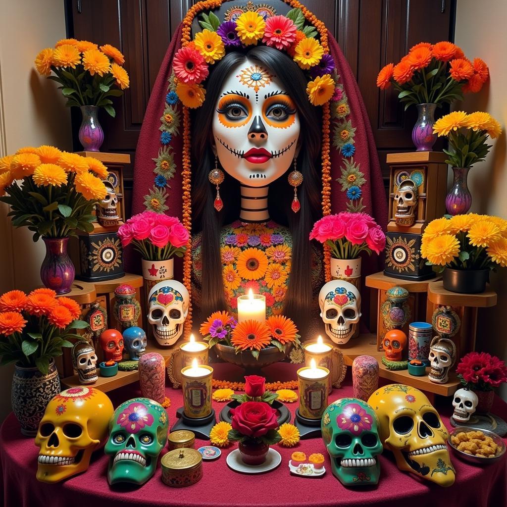 Day of the Dead Altar with Offerings