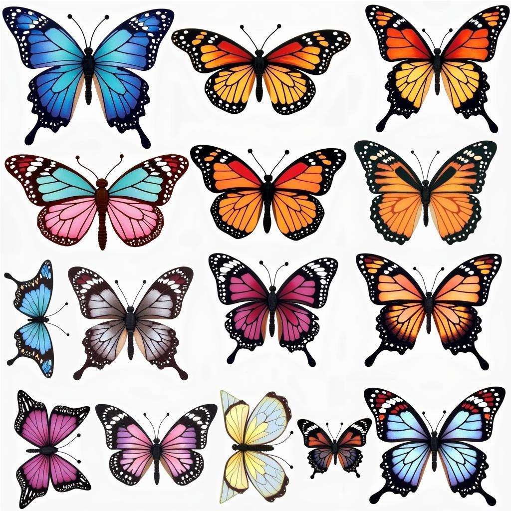 Variety of butterfly diamond art kit designs, showcasing different styles and color palettes.