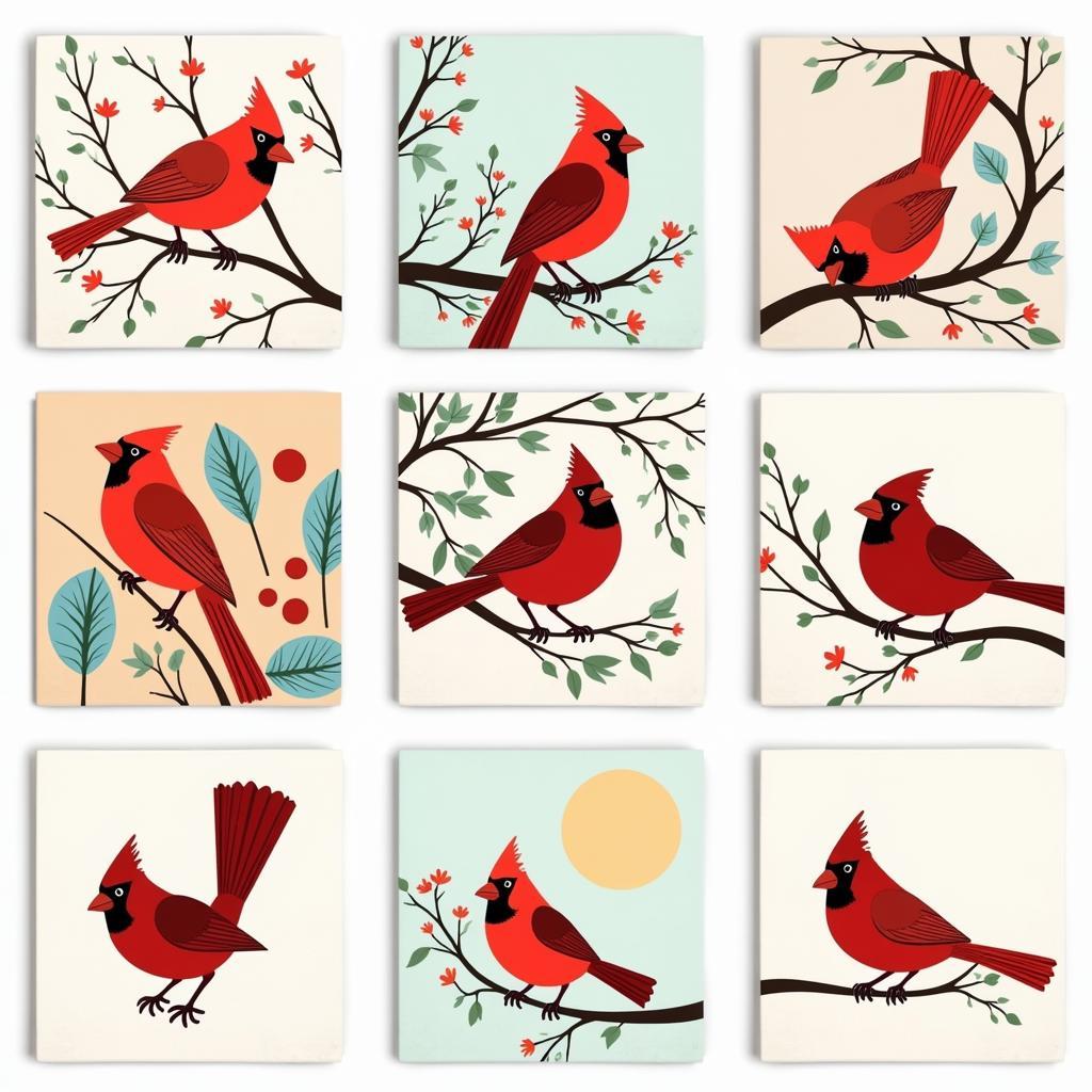 Variety of cardinal canvas wall art styles, from realistic to abstract.