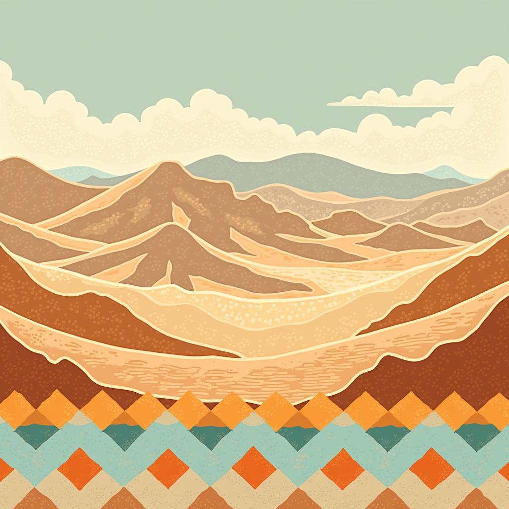 Digital Abstract Desert Art with Geometric Patterns