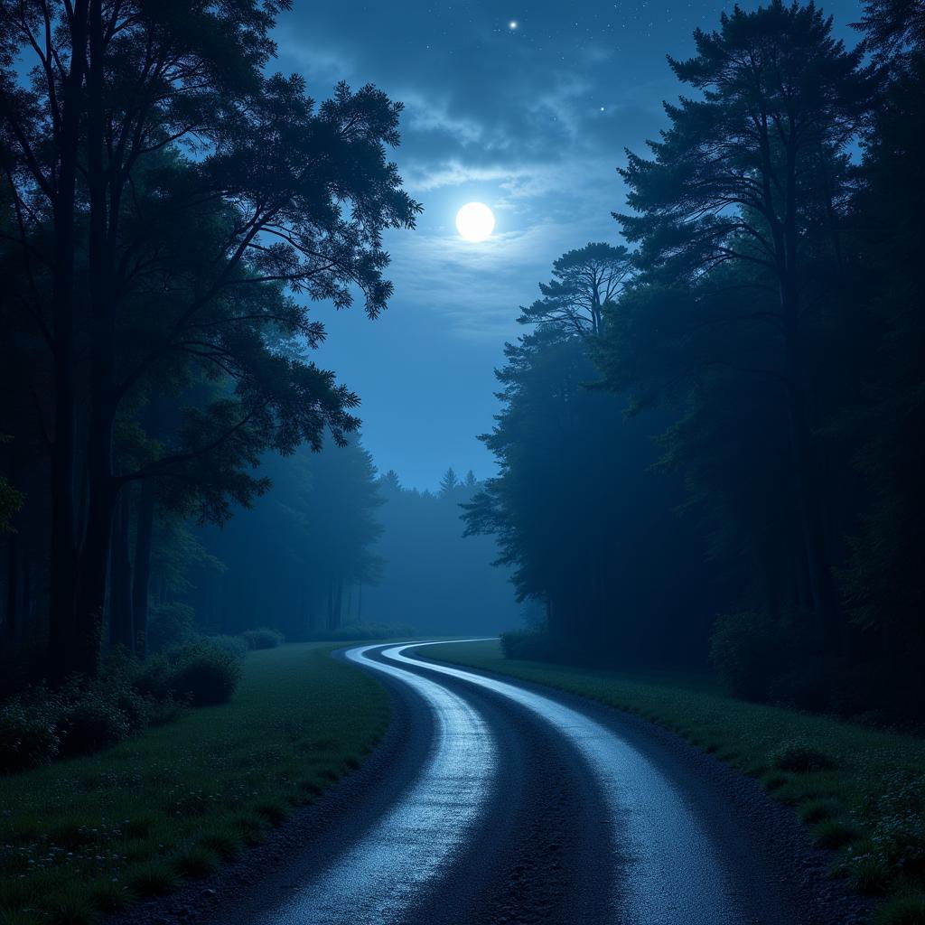 Digital Art of a Country Road at Night