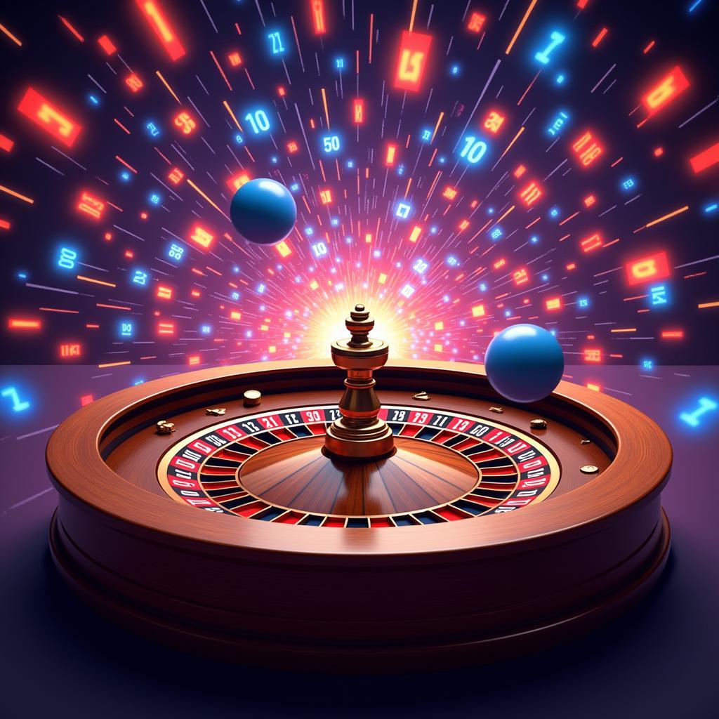 Digital art depicting a spinning roulette wheel