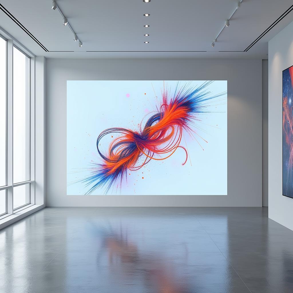 Digital art standing alone in a gallery setting, showcasing its powerful impact.