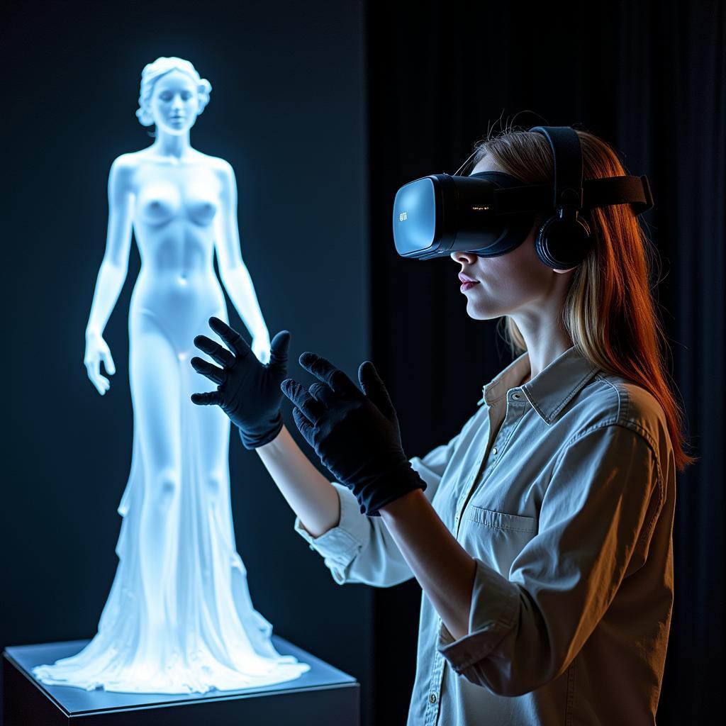 Digital artist using VR tools in the year 3030