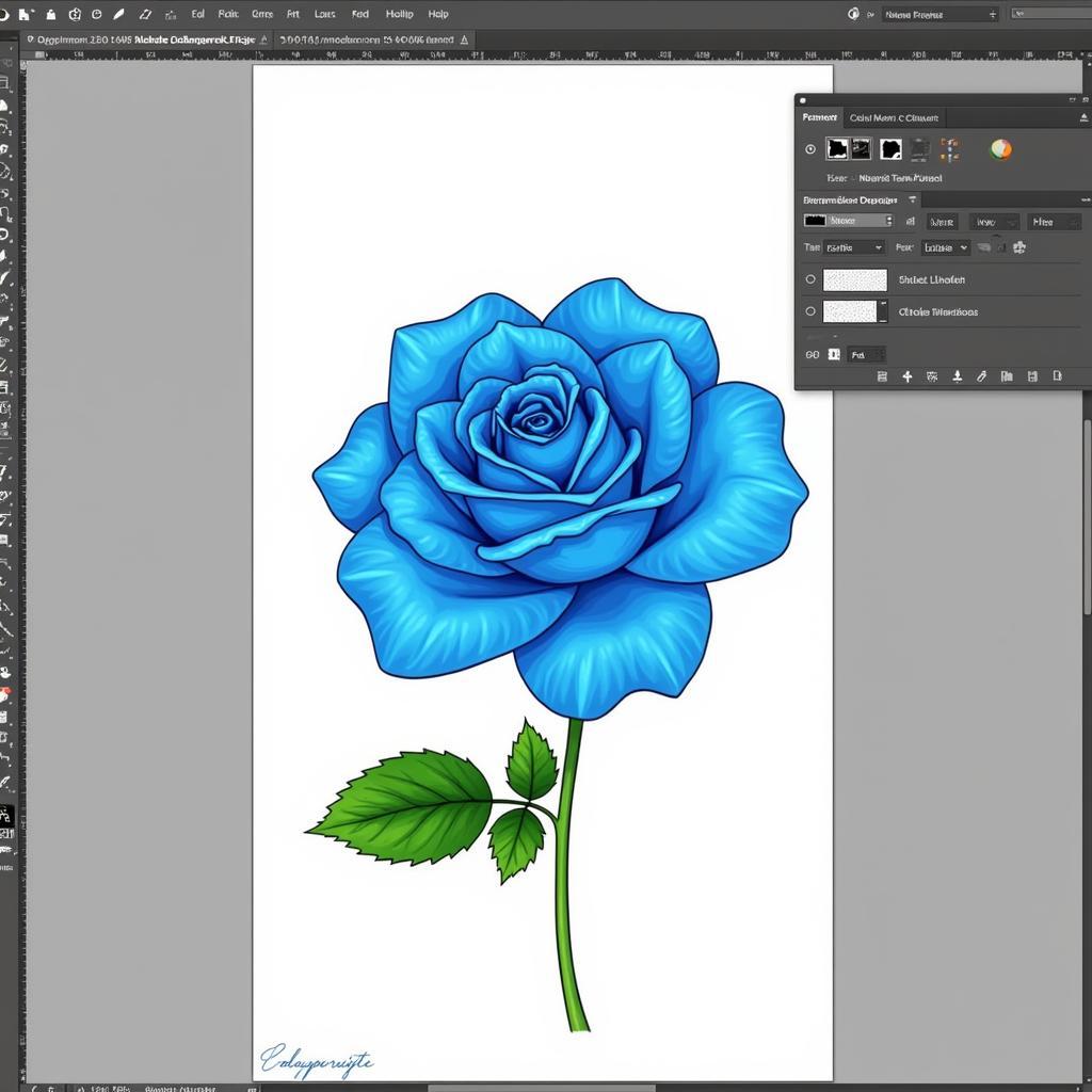 Digital Blue Rose Art Creation