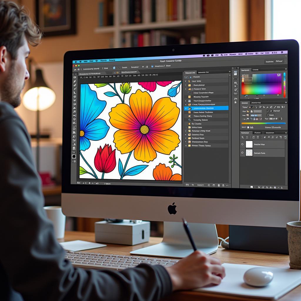 Creating digital flowers pop art