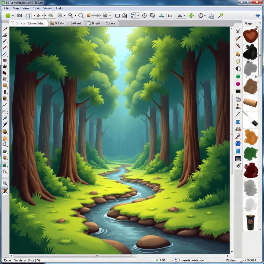 Digital painting software for creating forest scenery art