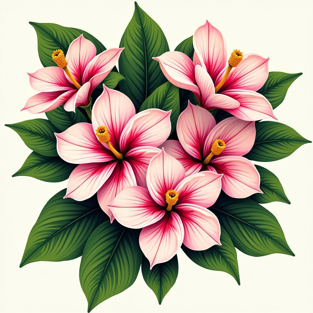 Digital illustration of gardenia flowers