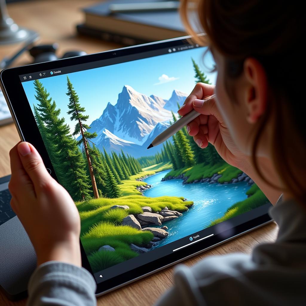 Digital Landscape Painting Software in Use