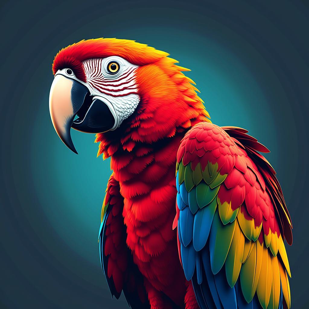 Stylized Digital Macaw Art with Bold Design