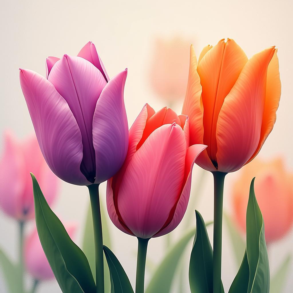 Modern Digital Tulip Wall Art Design