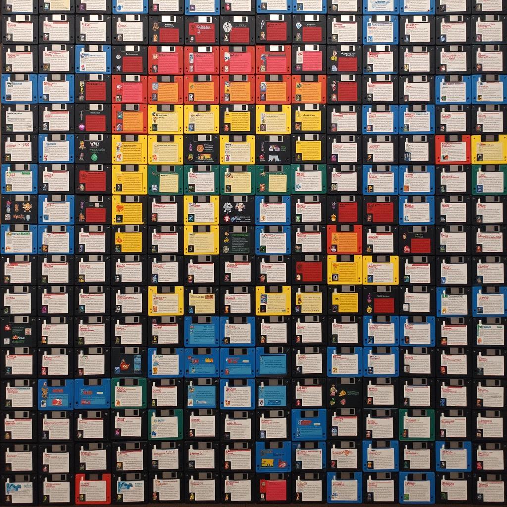 Pixel Art Mosaic Created with Floppy Disks