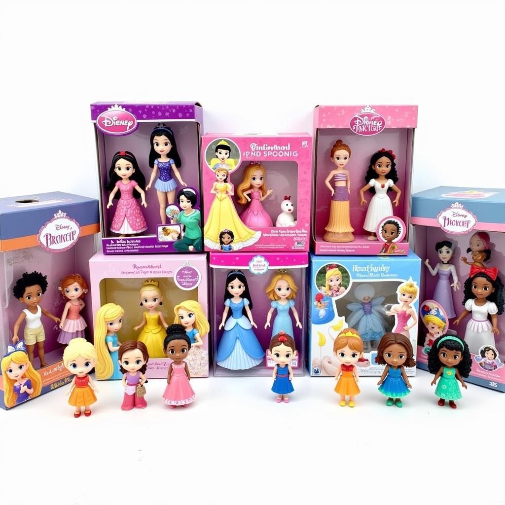 A variety of Disney Princess blind boxes showcasing different art styles and characters