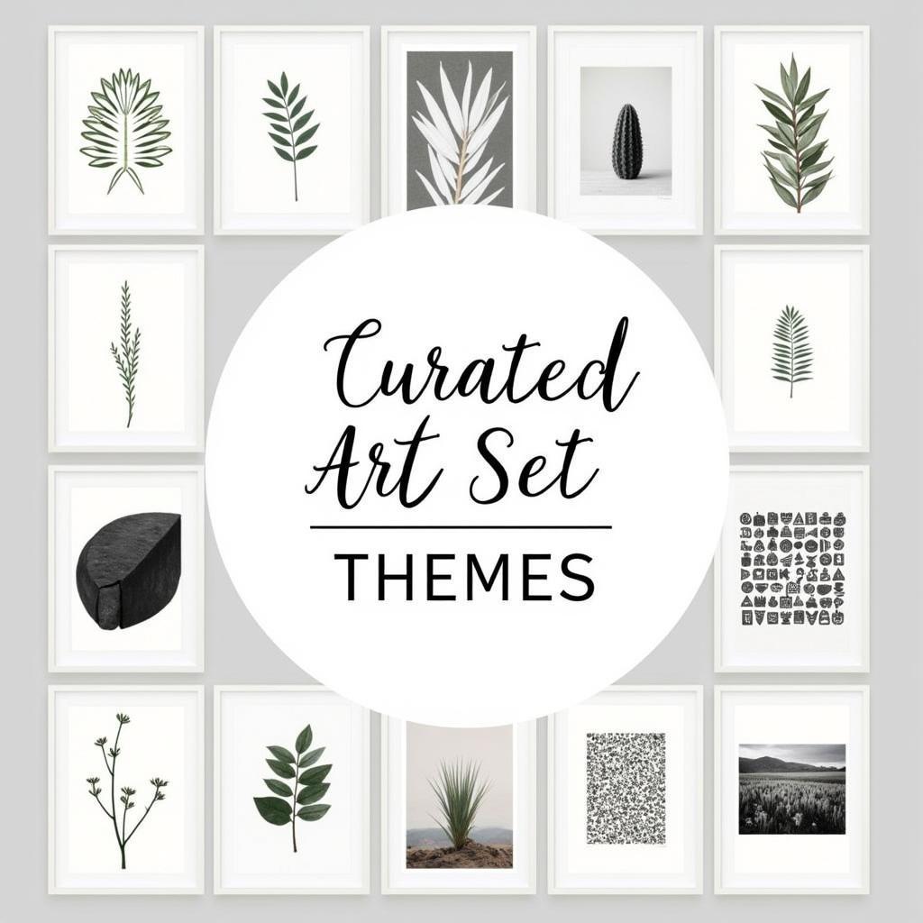 Diverse themes in curated art sets