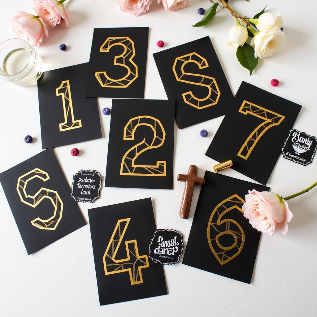 DIY Art Deco Table Numbers in Gold and Black