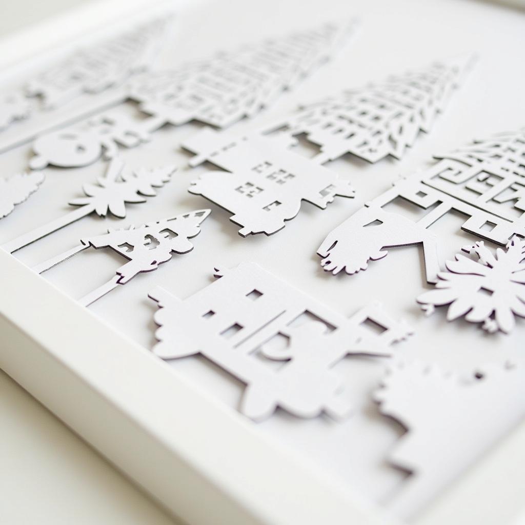 DIY Christmas Village Wall Art using Paper Cutouts